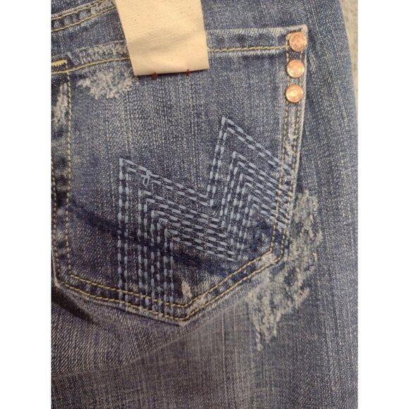 Miss Me NEW Boyfriend Dark Wash Mid Rise Distressed Crop Jeans Women's Size‎ 26 - Picture 7 of 13